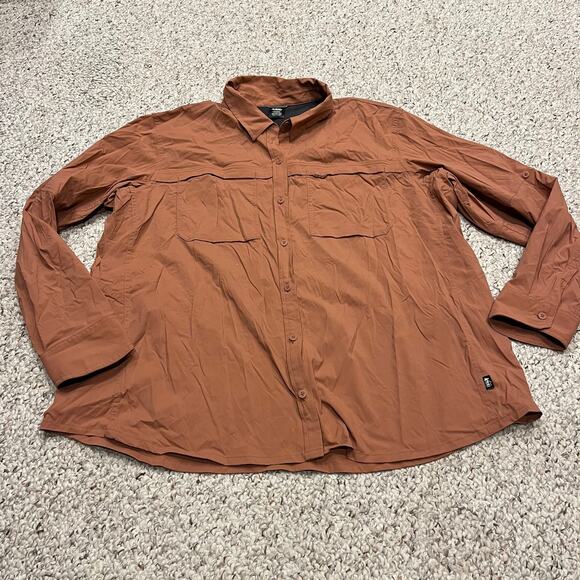 REI Men's Long Sleeve Button Down Hiking Shirt Sz 2XL Orange Outdoor Gorpcore - Picture 1 of 7